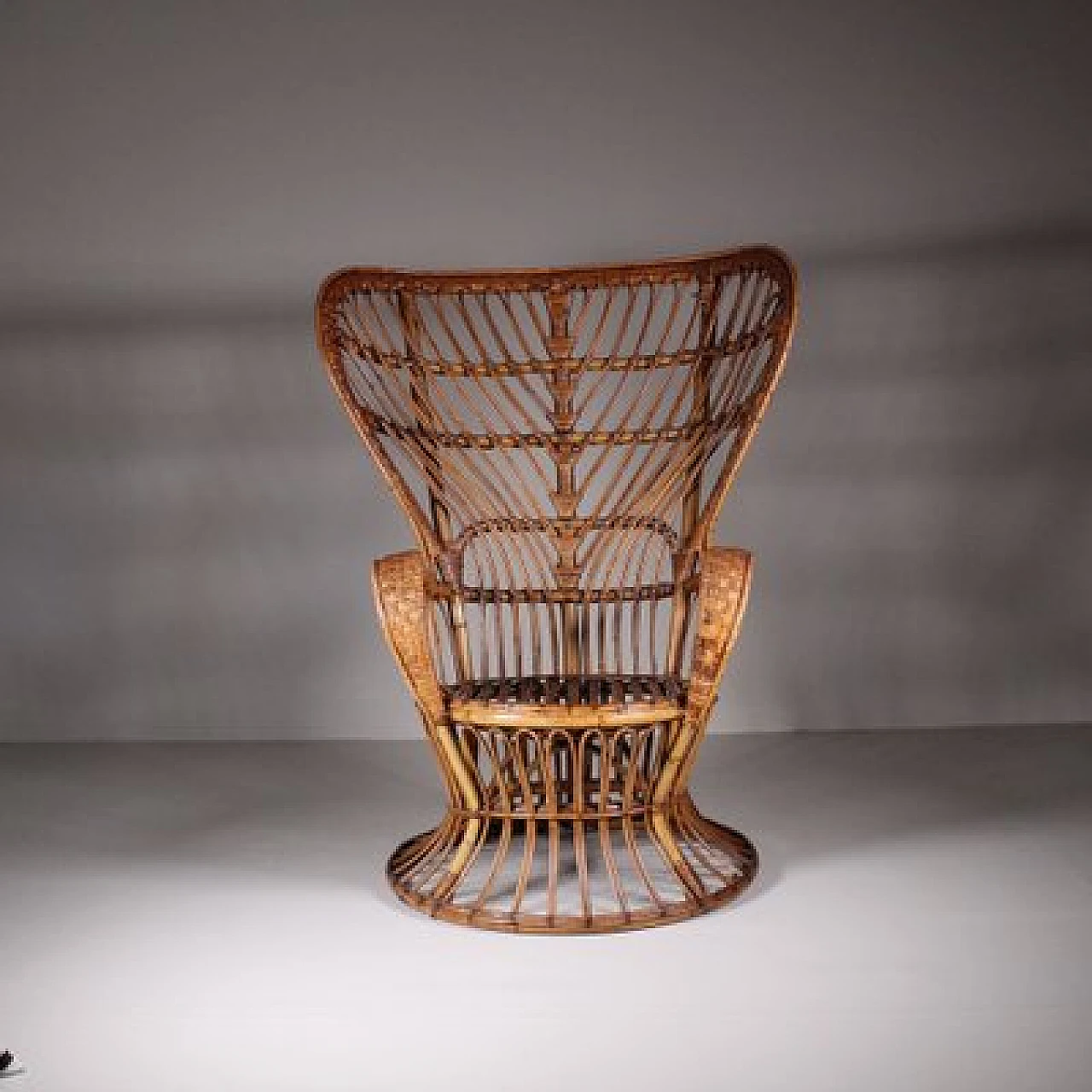 Pair of armchairs with wicker structure by Lio Carminati, 1950s 11