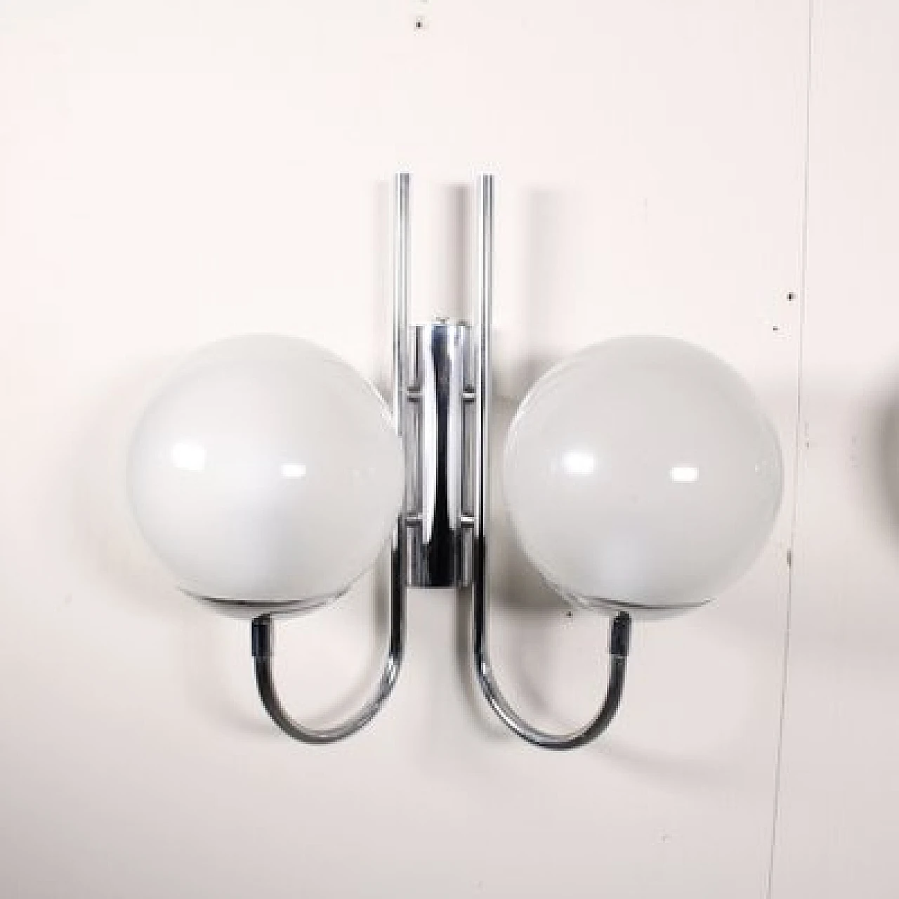 Pair of wall lamps with glass shades, 1970s 1