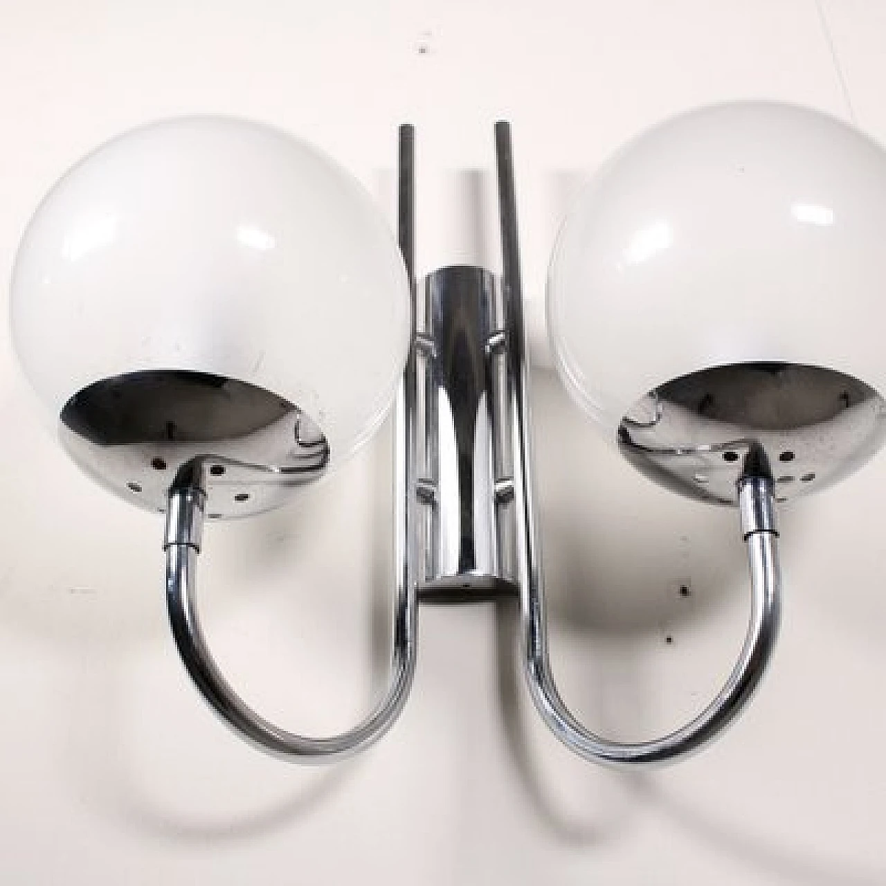 Pair of wall lamps with glass shades, 1970s 5