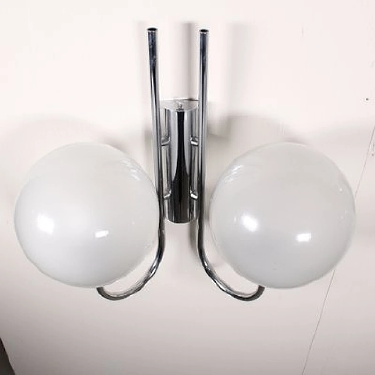 Pair of wall lamps with glass shades, 1970s 9