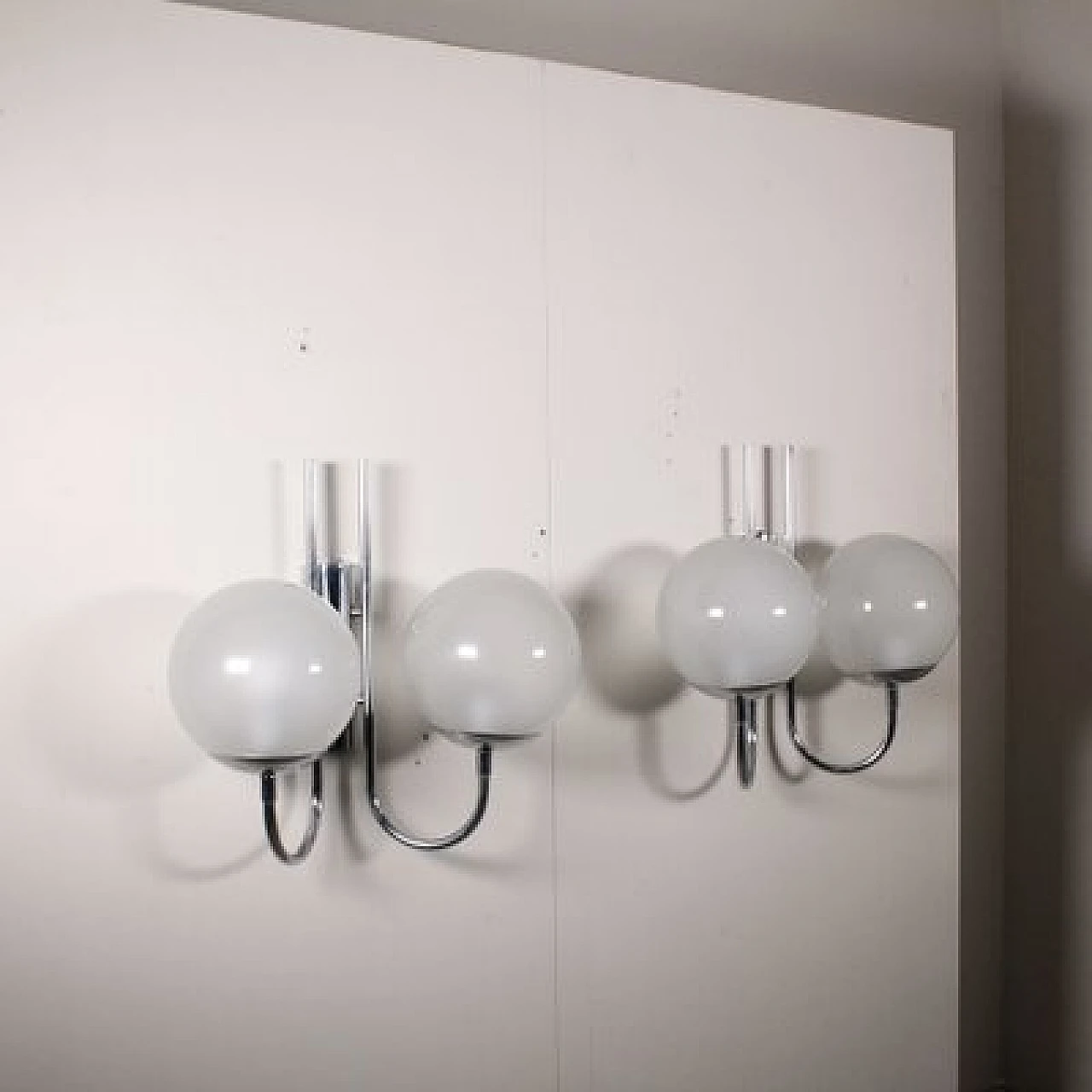 Pair of wall lamps with glass shades, 1970s 13