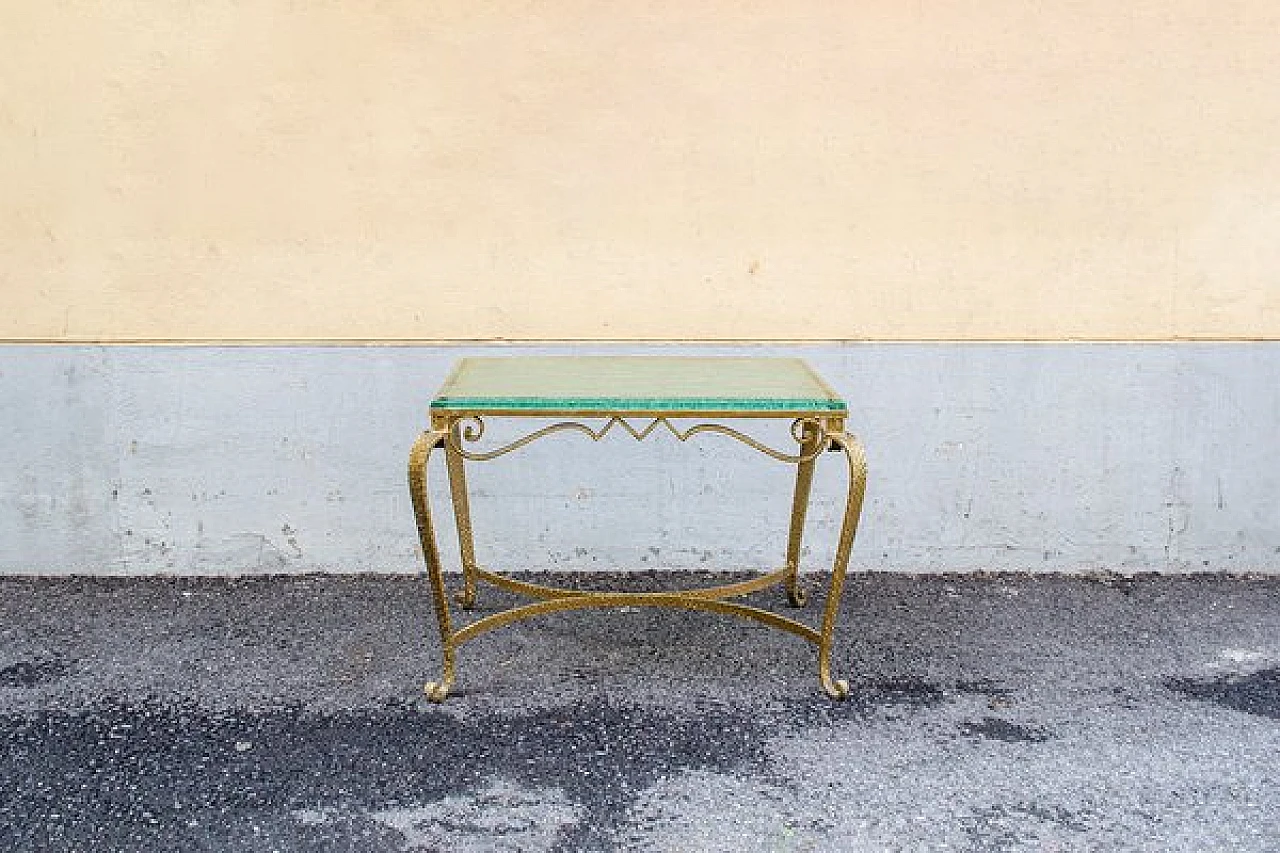 Gilded iron and crystal coffee table by Pier Luigi Colli, 1950s 1