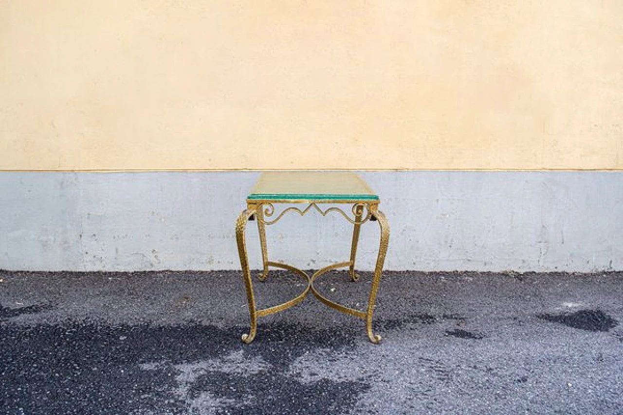 Gilded iron and crystal coffee table by Pier Luigi Colli, 1950s 2