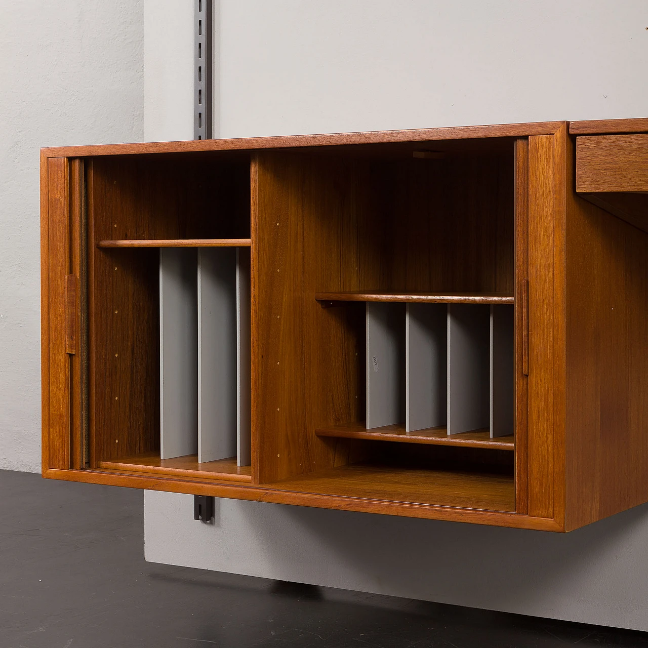 Teak wall unit with desk by K. Kristiansen for FM Møbler, 1960s 4