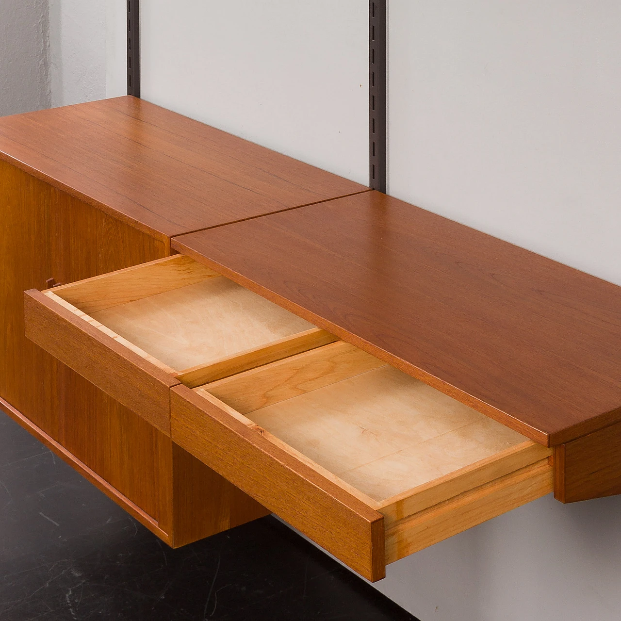 Teak wall unit with desk by K. Kristiansen for FM Møbler, 1960s 8