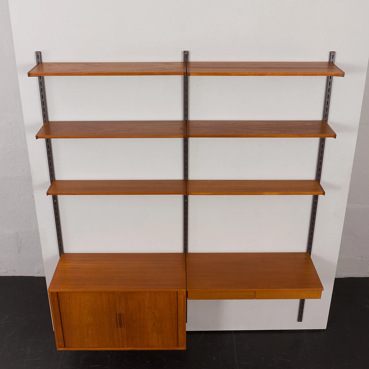 Teak wall unit with desk by K. Kristiansen for FM Møbler, 1960s 9