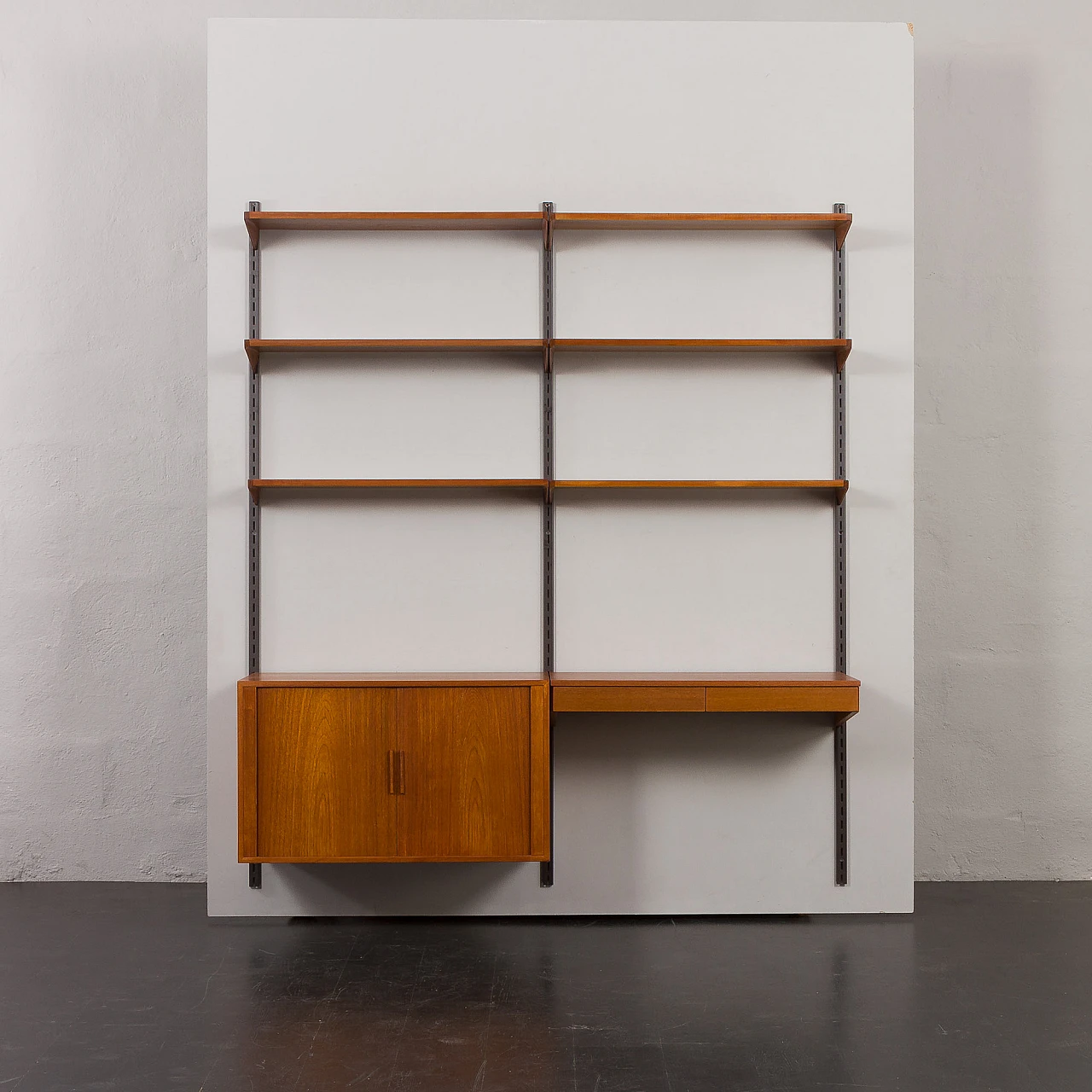 Teak wall unit with desk by K. Kristiansen for FM Møbler, 1960s 10