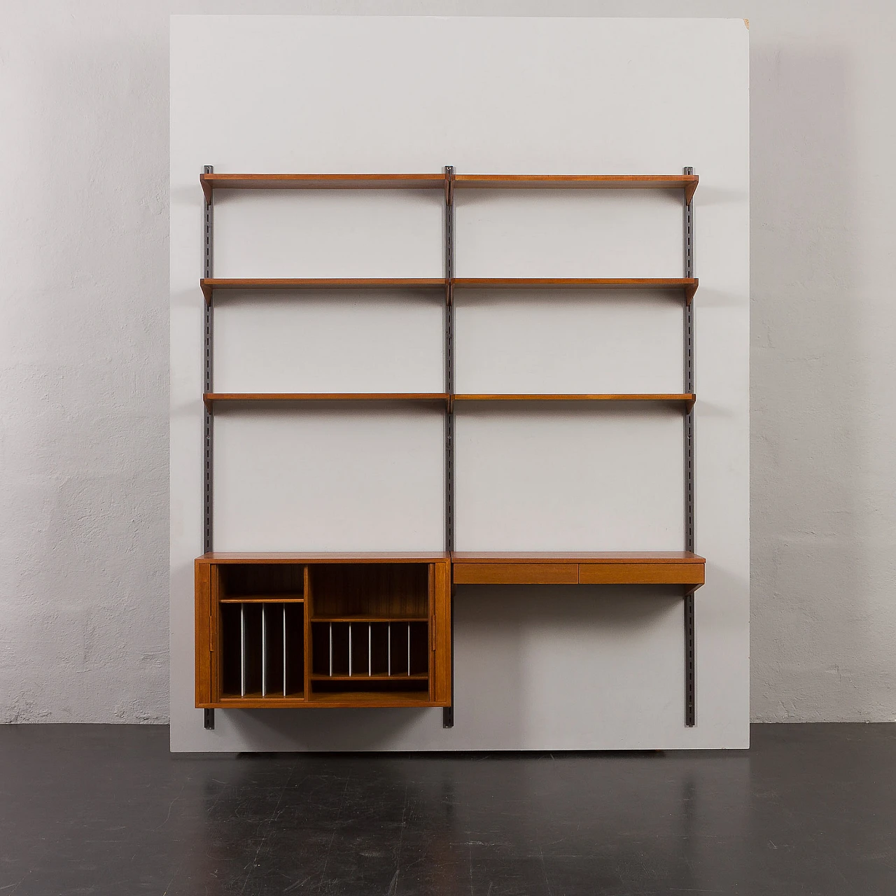 Teak wall unit with desk by K. Kristiansen for FM Møbler, 1960s 11