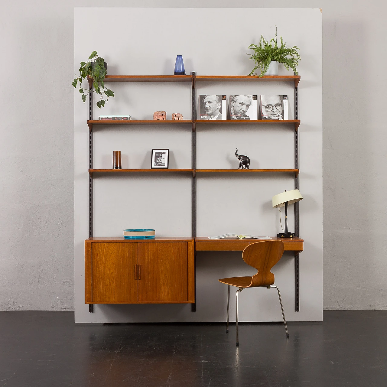 Teak wall unit with desk by K. Kristiansen for FM Møbler, 1960s 15