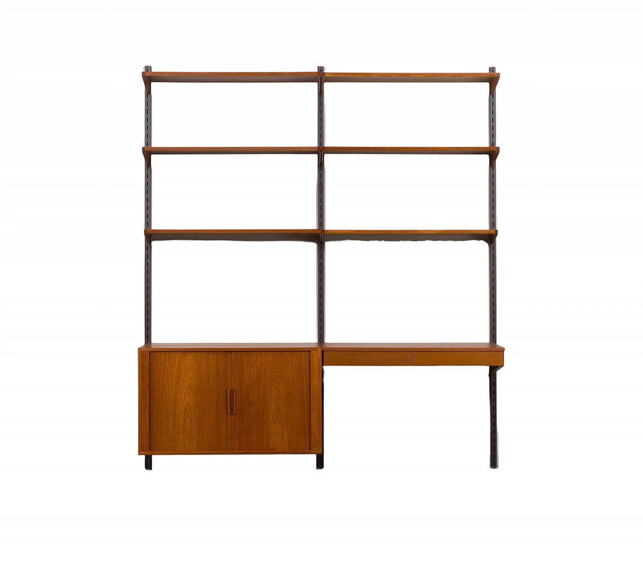 Teak wall unit with desk by K. Kristiansen for FM Møbler, 1960s 17