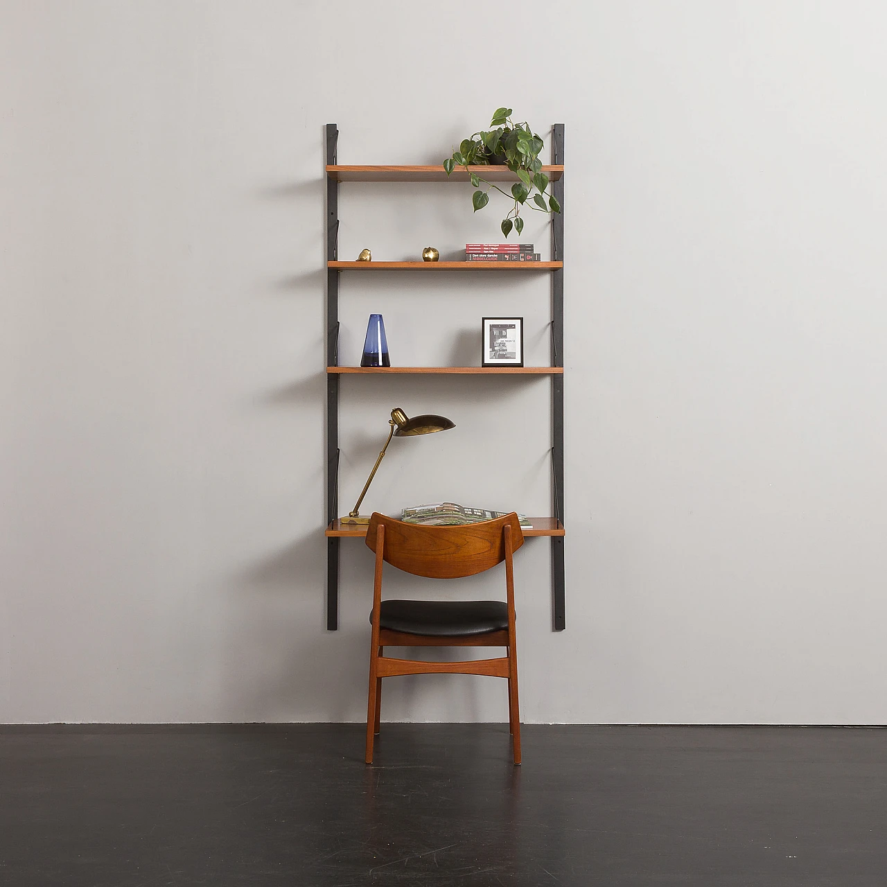 Walnut & metal wall unit with desk by Poul Cadovius for Cado, 1960s 8