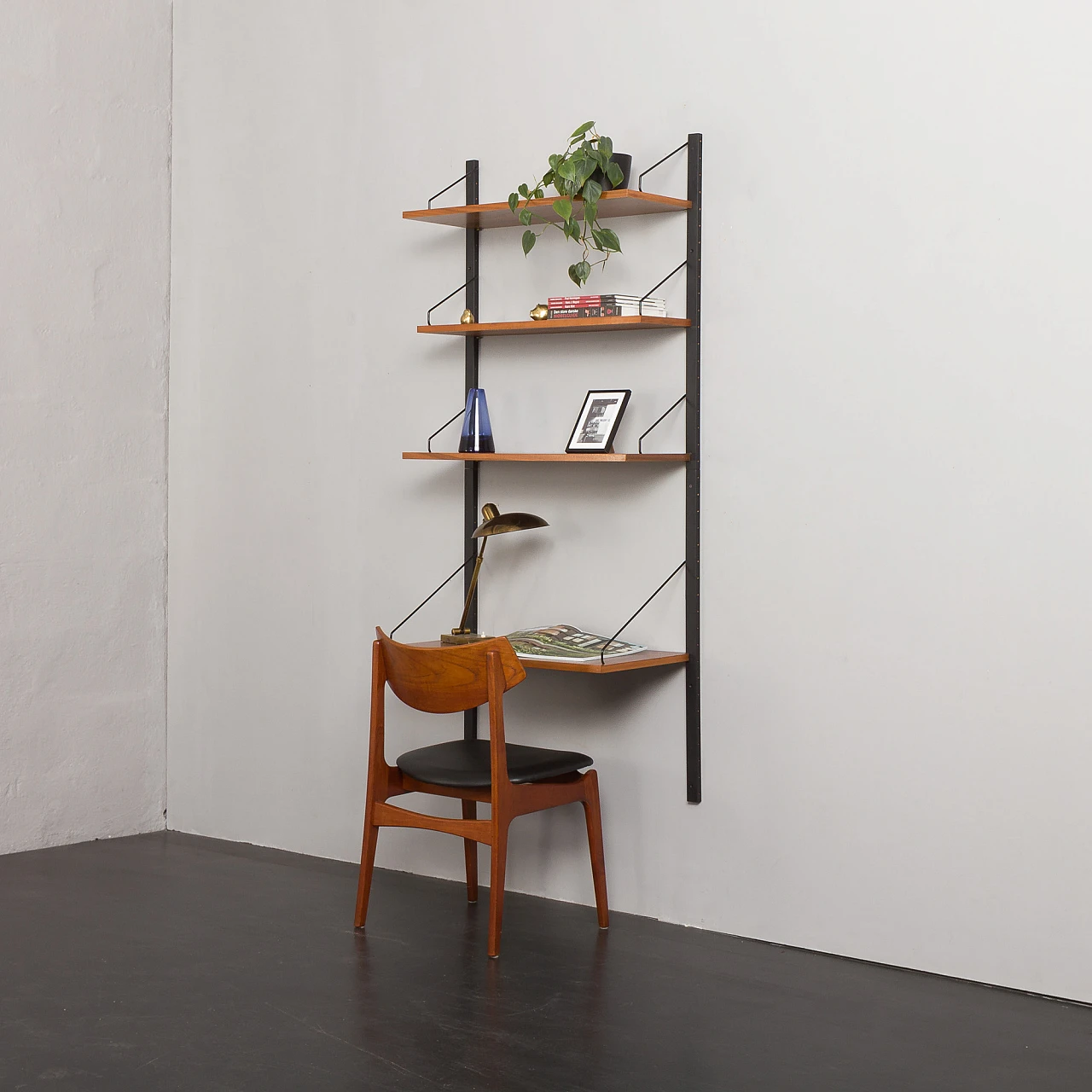 Walnut & metal wall unit with desk by Poul Cadovius for Cado, 1960s 9