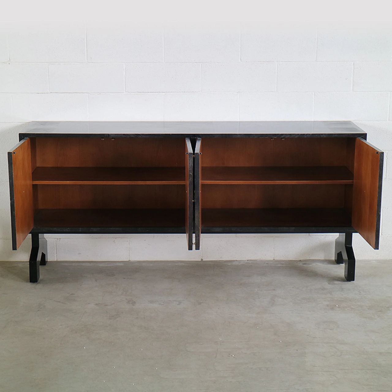 Black wood and parchment sideboard, 1980s 6