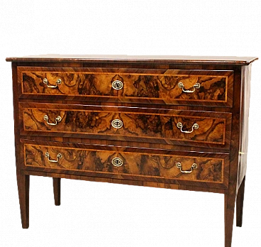 Dresser in walnut inlaid with 3 drawers, 18th century