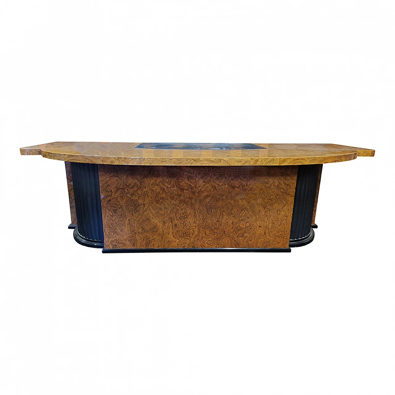 Thuja-root desk with black lacquered details, 1950s 1