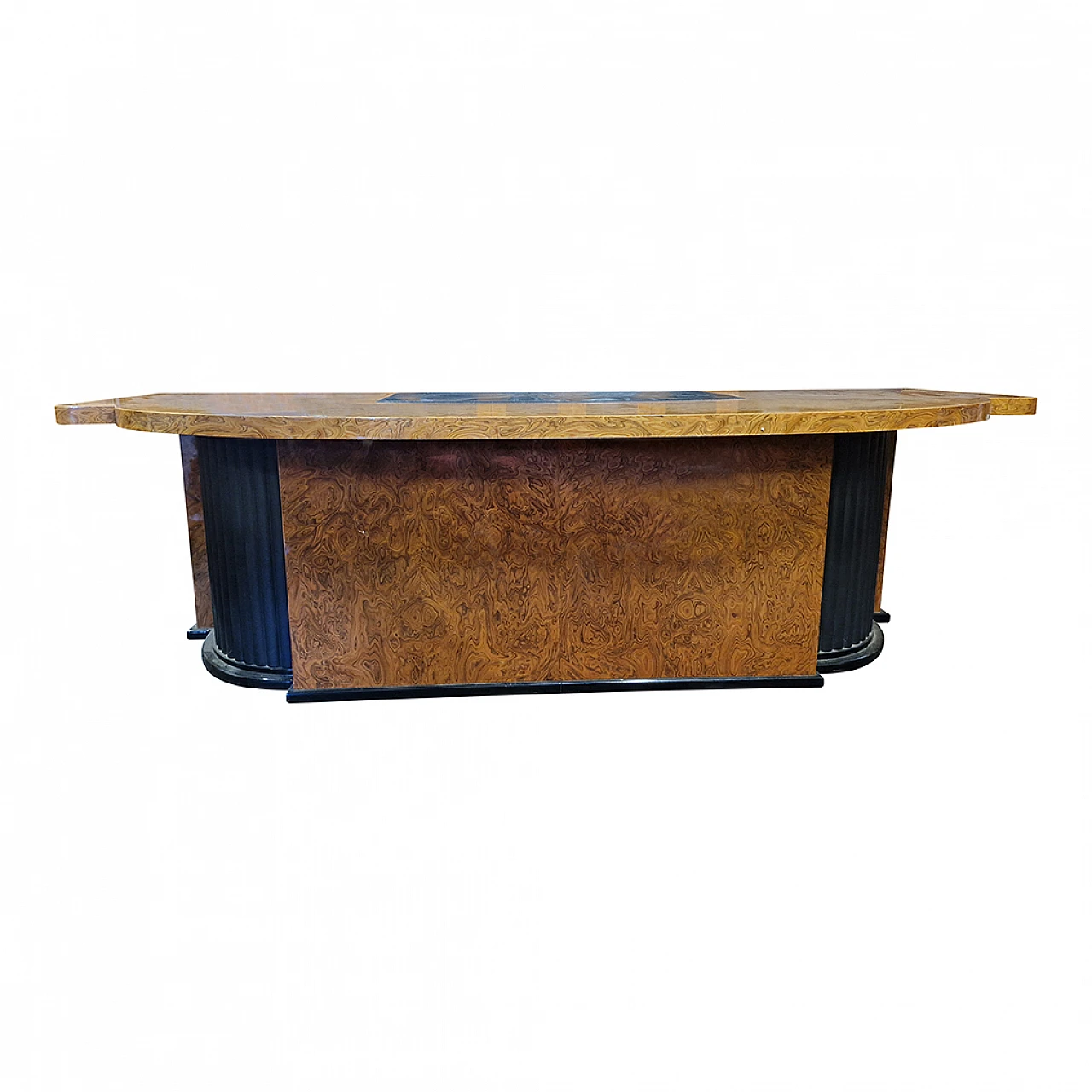 Thuja-root desk with black lacquered details, 1950s 2