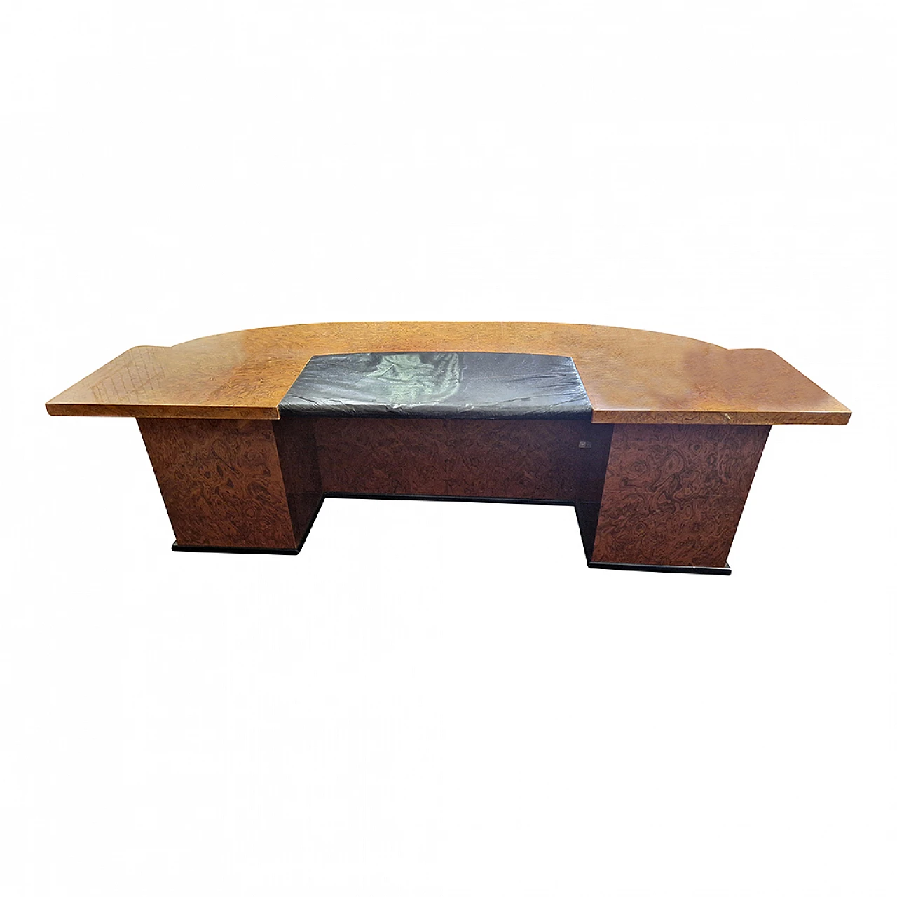 Thuja-root desk with black lacquered details, 1950s 3