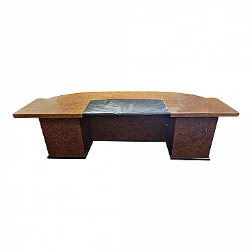 Thuja-root desk with black lacquered details, 1950s