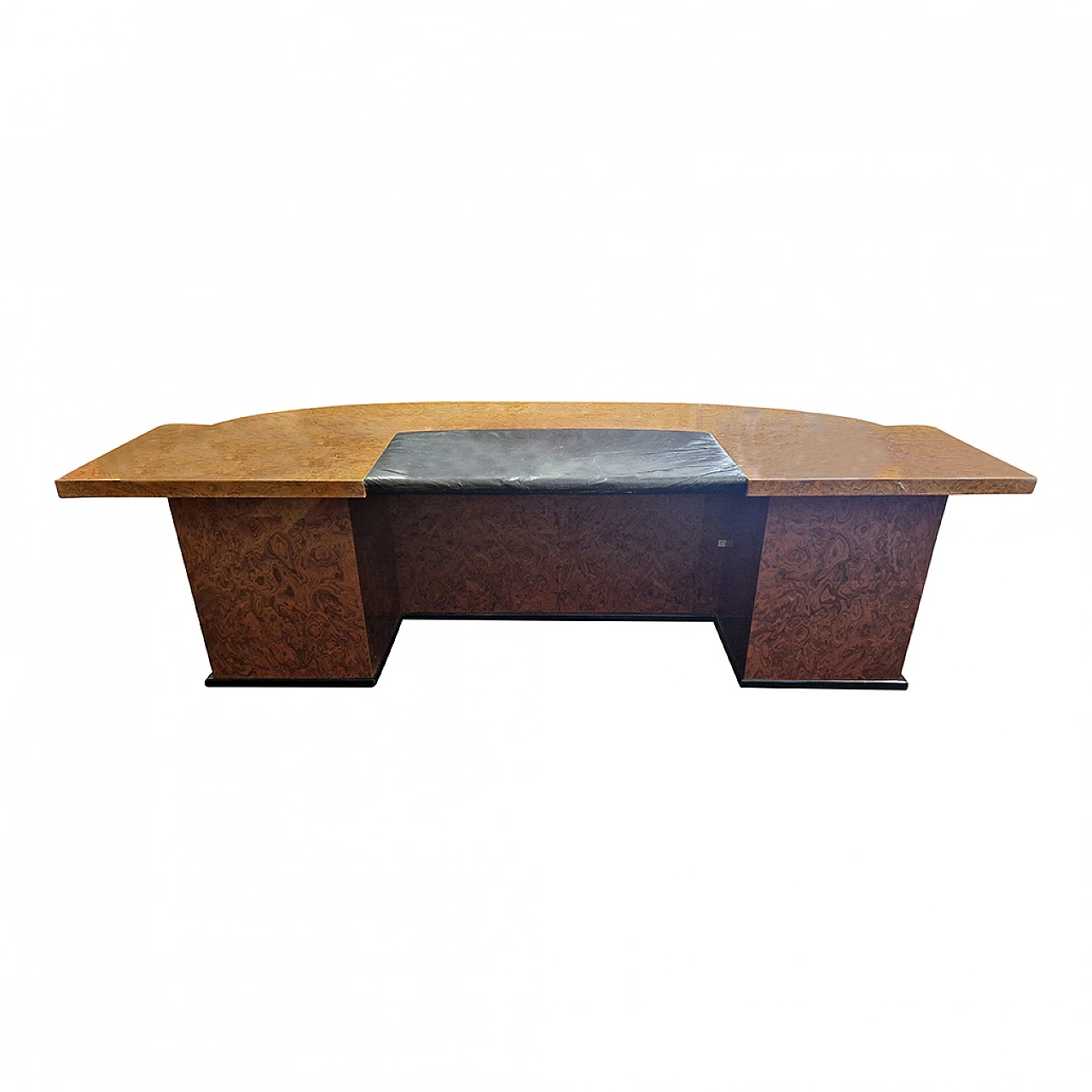 Thuja-root desk with black lacquered details, 1950s 5