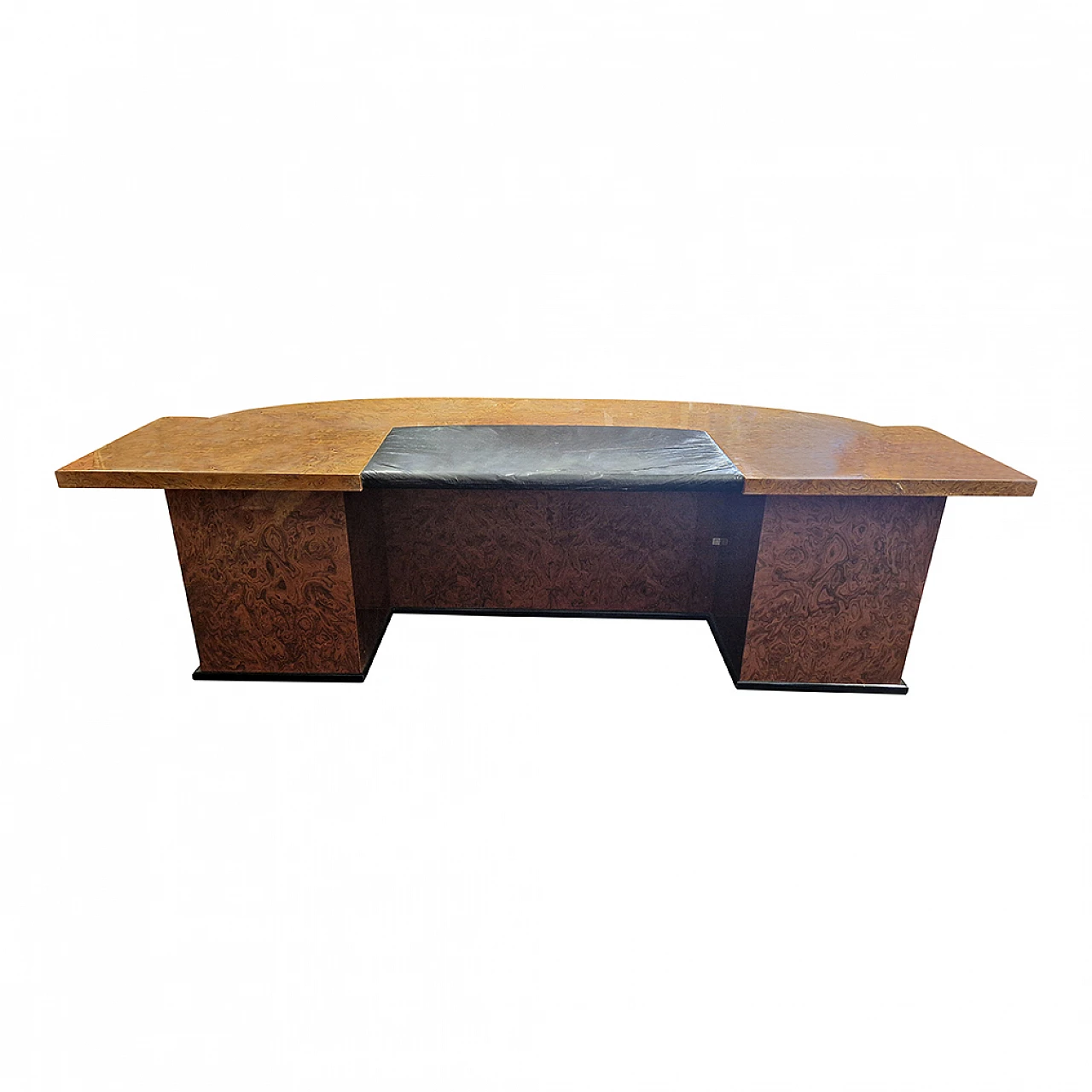 Thuja-root desk with black lacquered details, 1950s 6