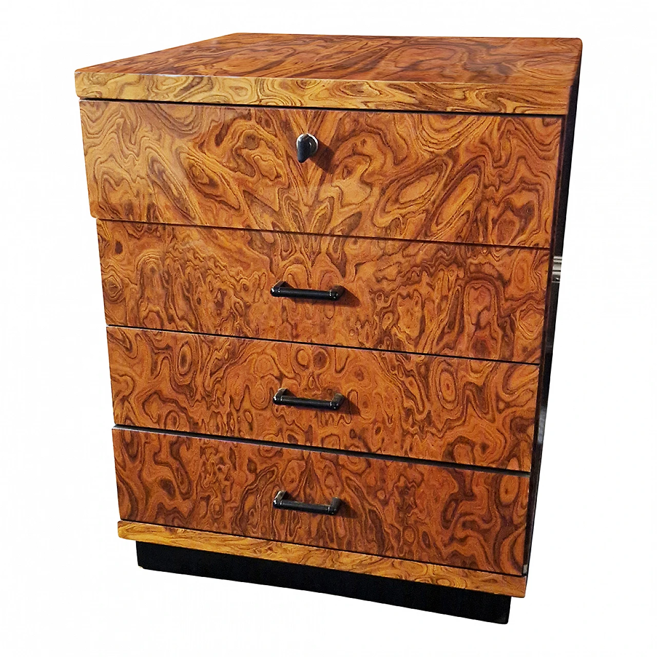 Thuja-root chest of drawers with black lacquered detail, 1950s 3