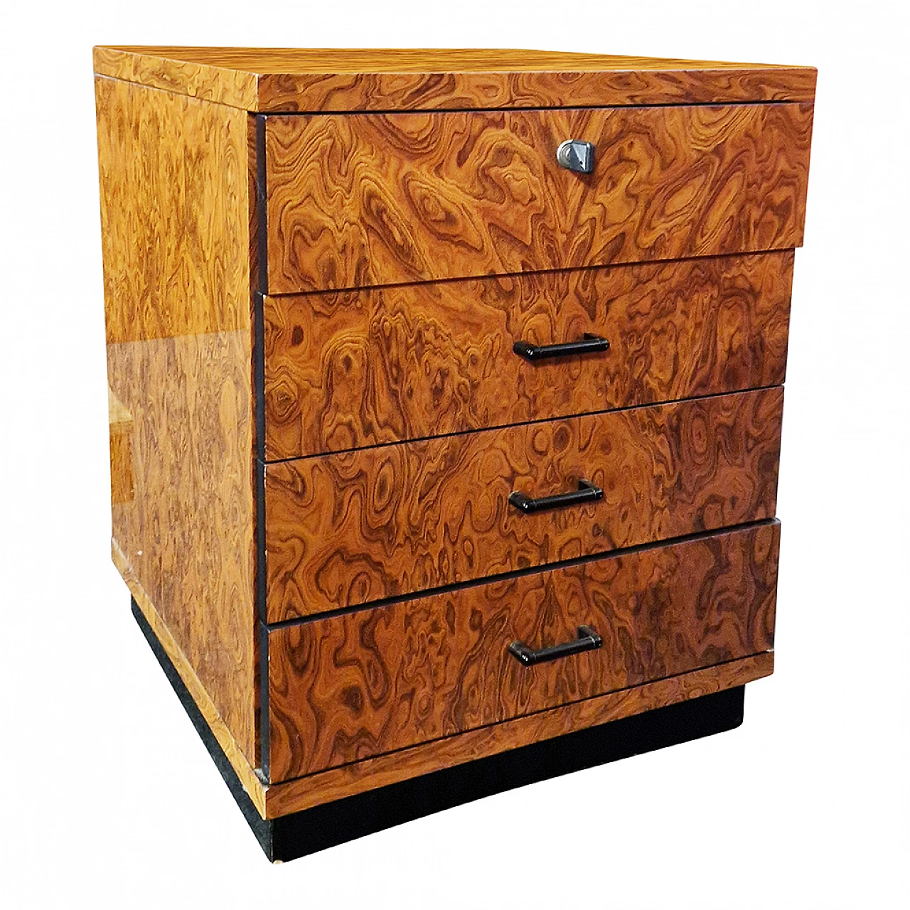 Thuja-root chest of drawers with black lacquered detail, 1950s 4