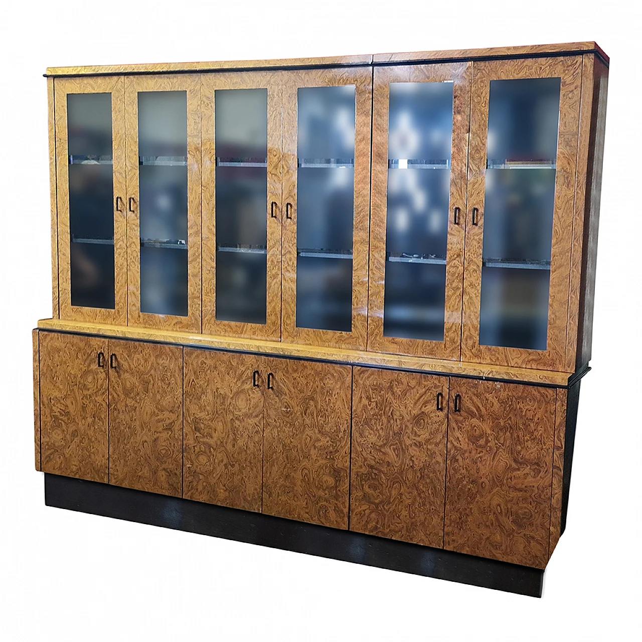 Double-body thuja-root bookcase with display case, 1950s 3