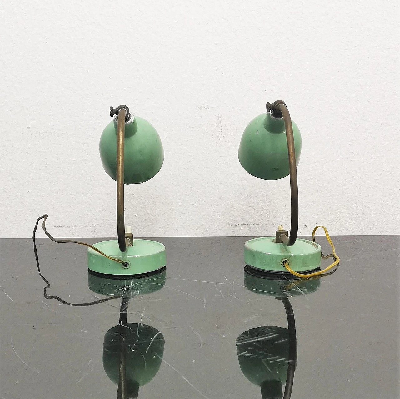 Pair of brass and metal table lamps by Stilux, 1950s 3