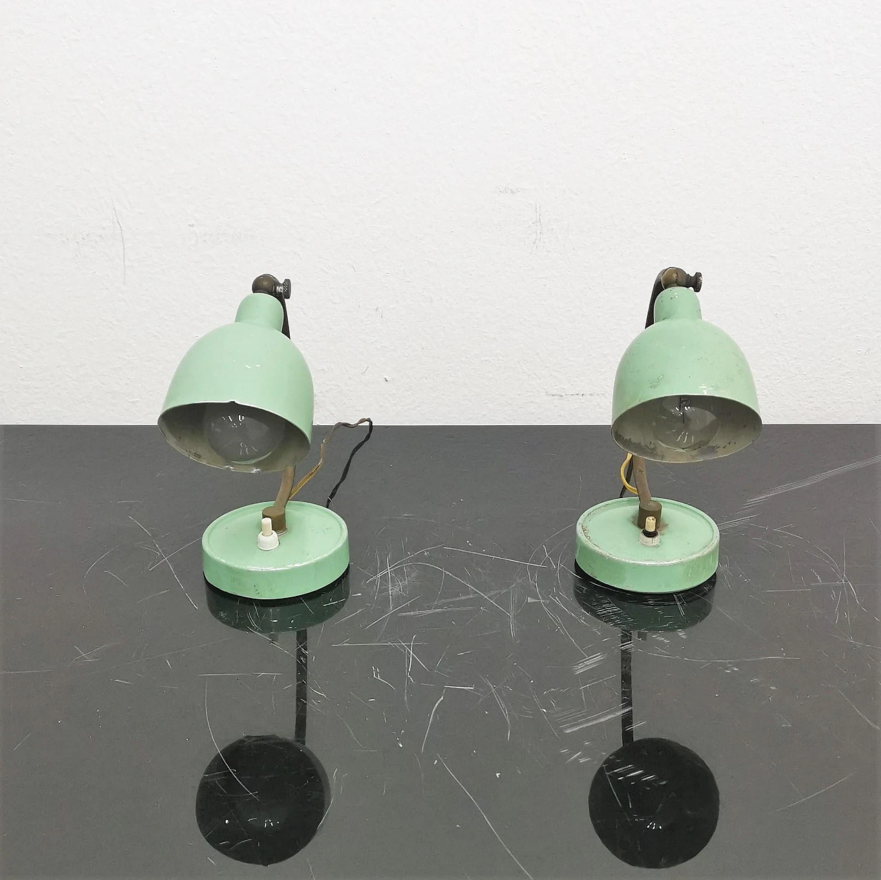 Pair of brass and metal table lamps by Stilux, 1950s 4