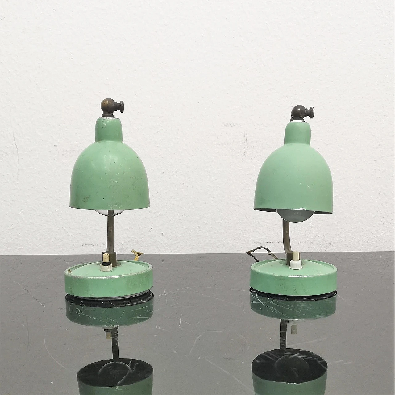 Pair of brass and metal table lamps by Stilux, 1950s 8