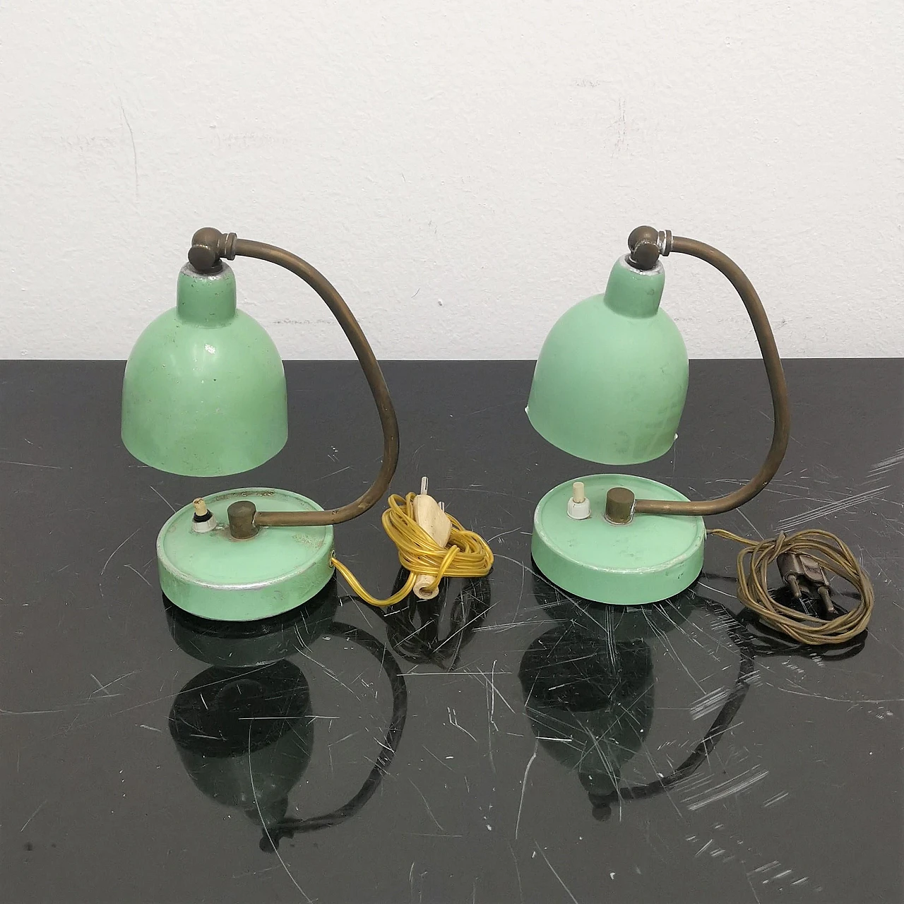 Pair of brass and metal table lamps by Stilux, 1950s 11