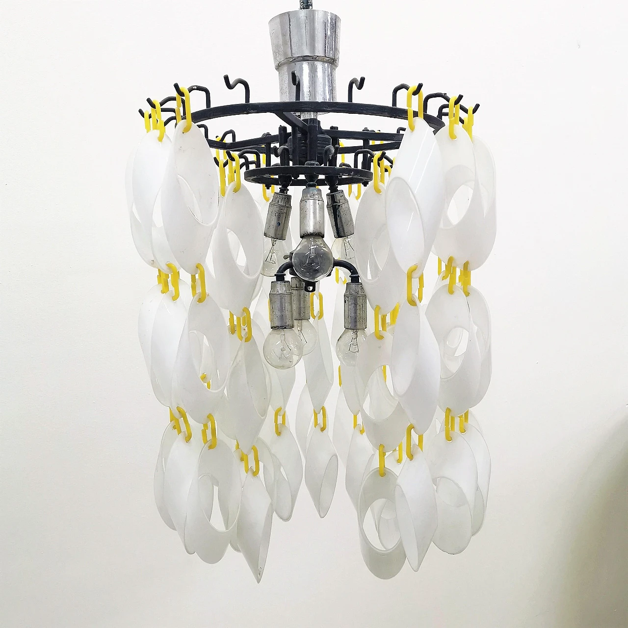 Glass chandelier with modular pendants in Vistosi style, 1960s 2