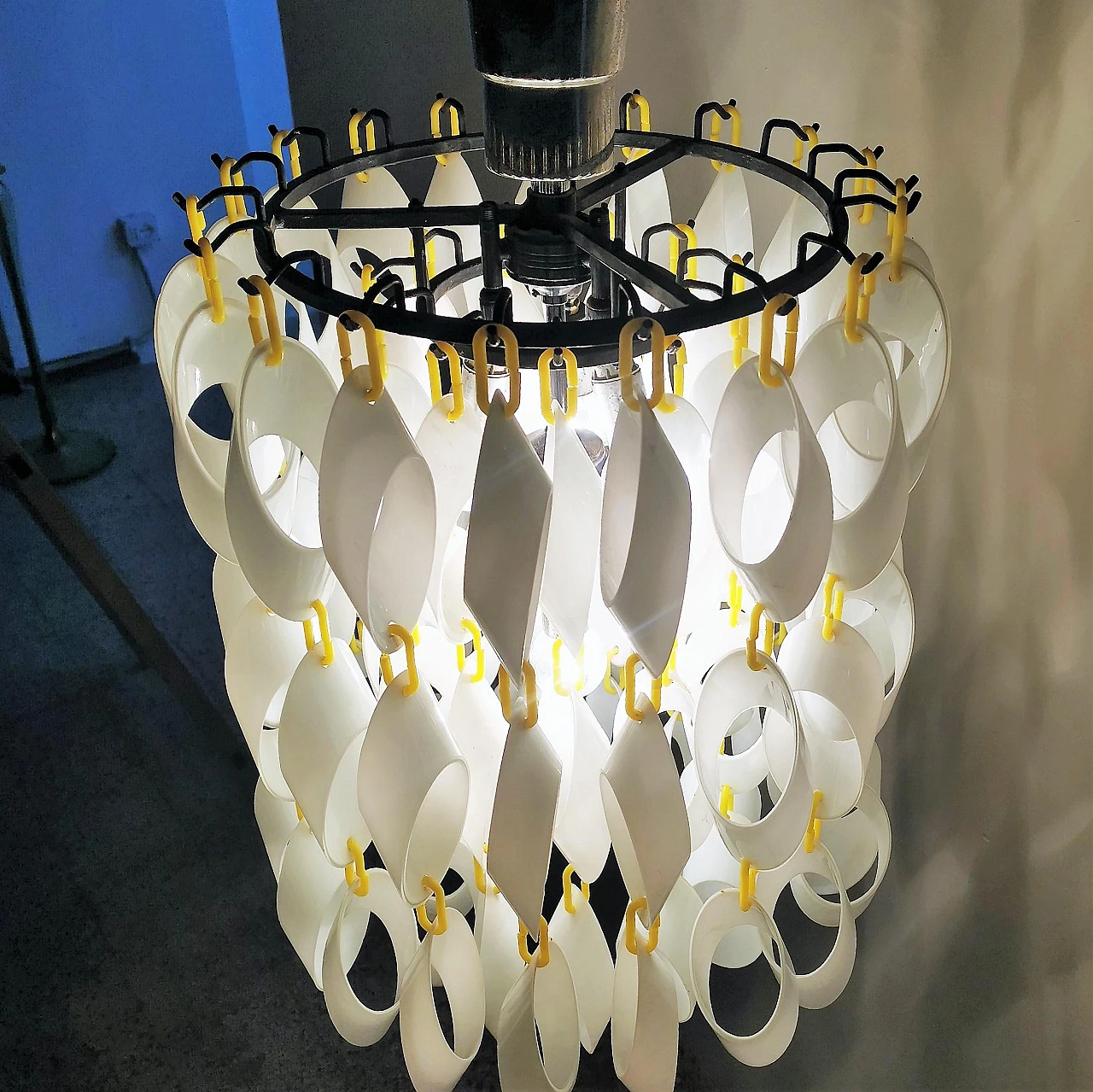 Glass chandelier with modular pendants in Vistosi style, 1960s 10