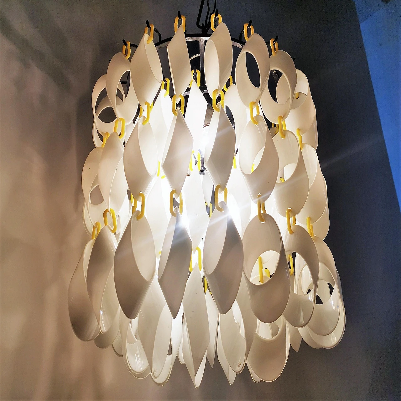 Glass chandelier with modular pendants in Vistosi style, 1960s 11