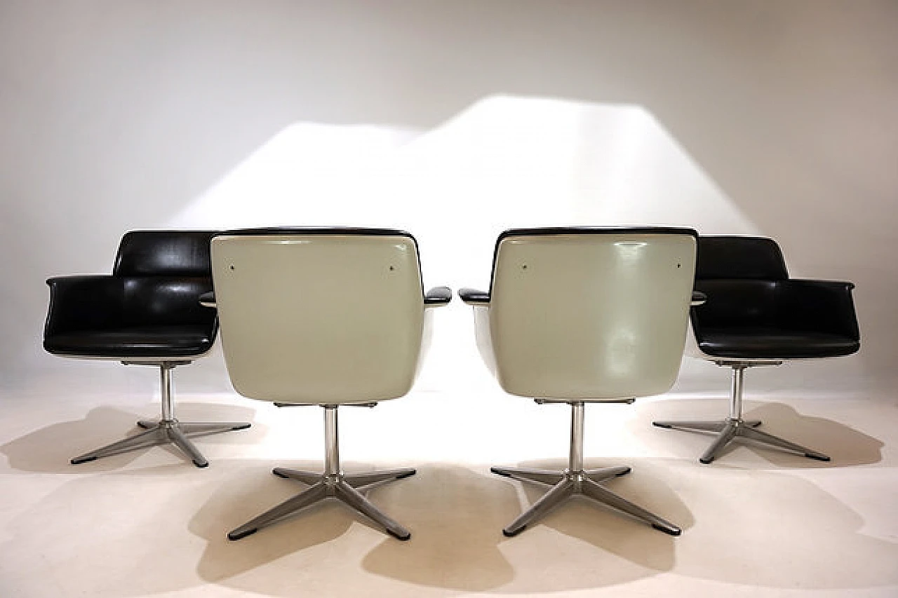 4 Chairs in leather & fiberglass by F. Kramer for Wilkhahn, 1970s 8