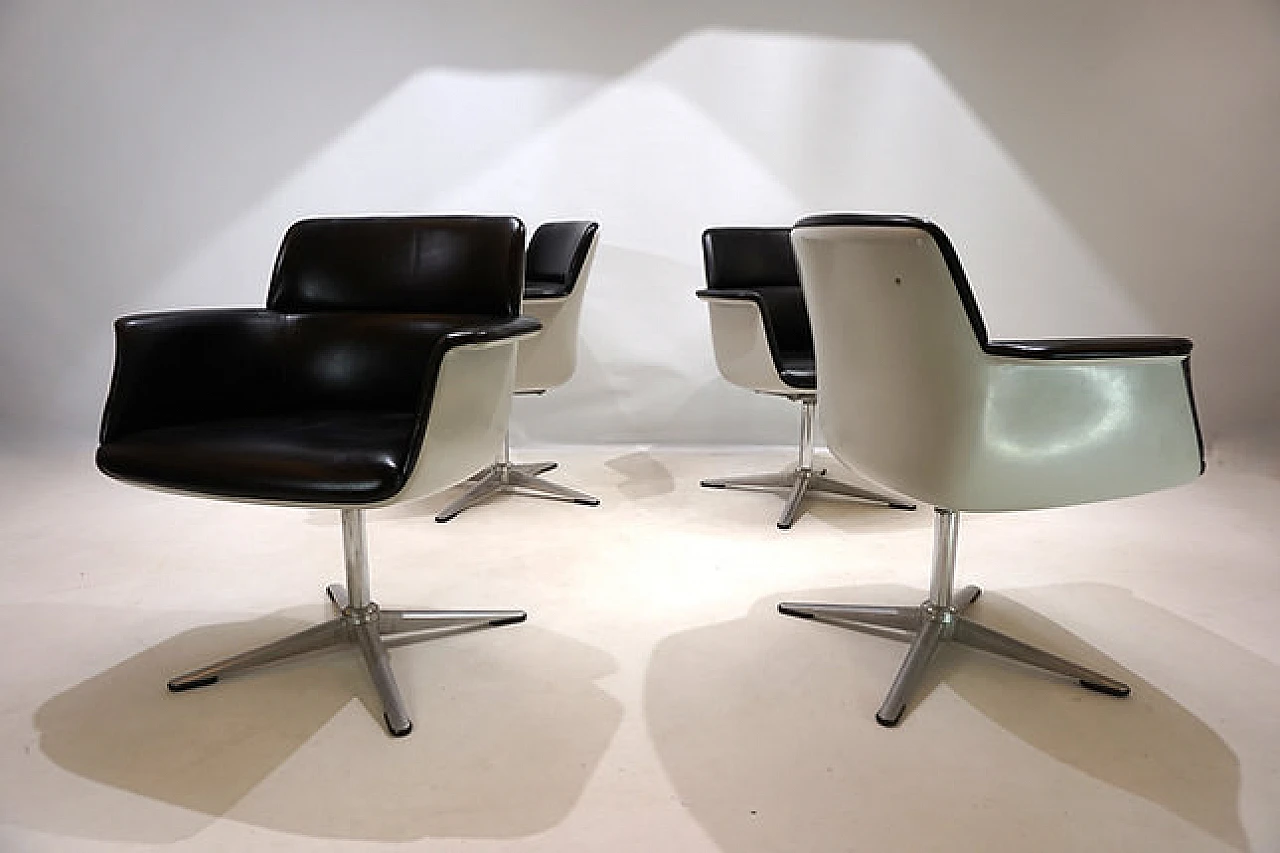 4 Chairs in leather & fiberglass by F. Kramer for Wilkhahn, 1970s 13