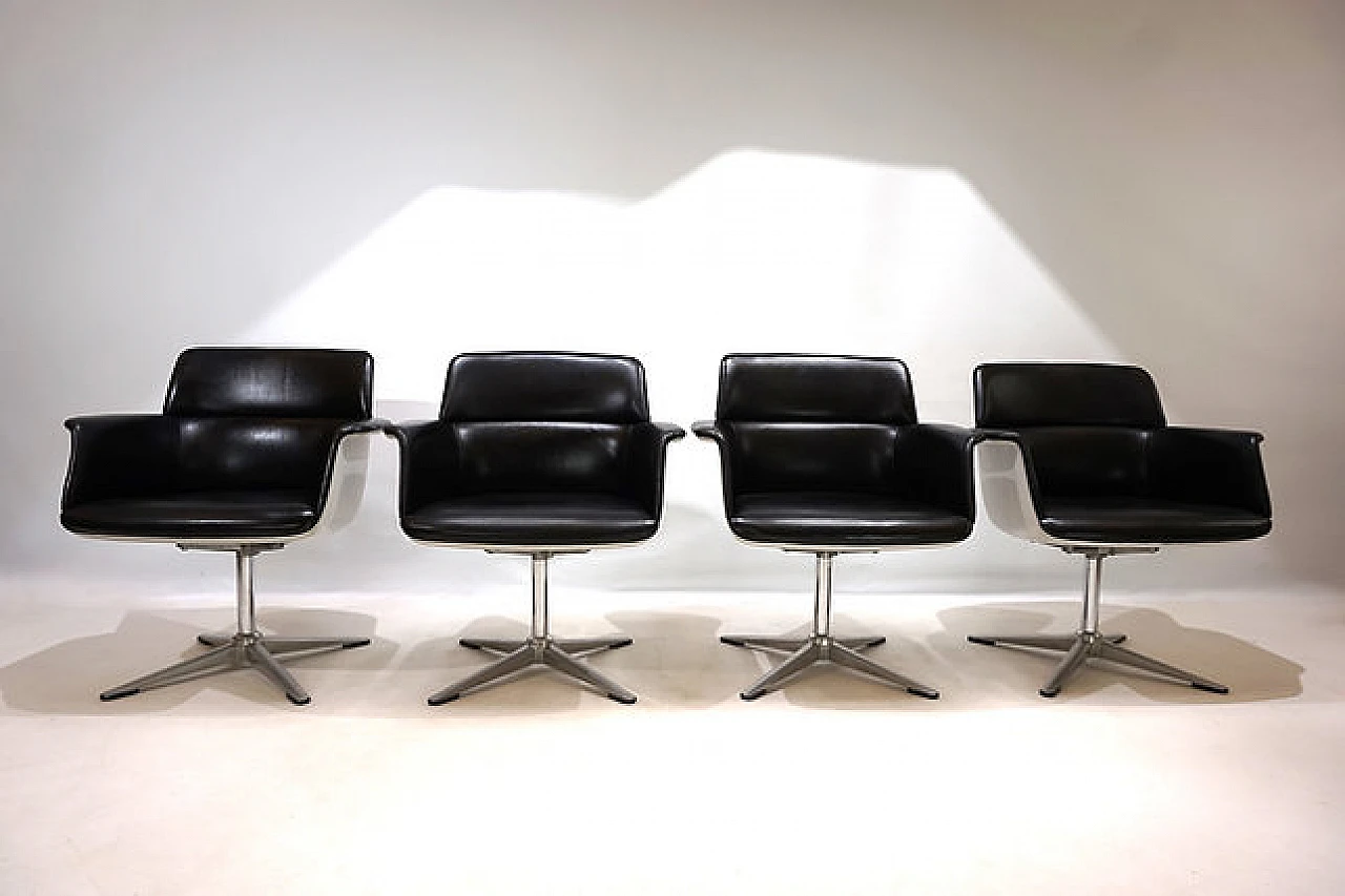 4 Chairs in leather & fiberglass by F. Kramer for Wilkhahn, 1970s 14