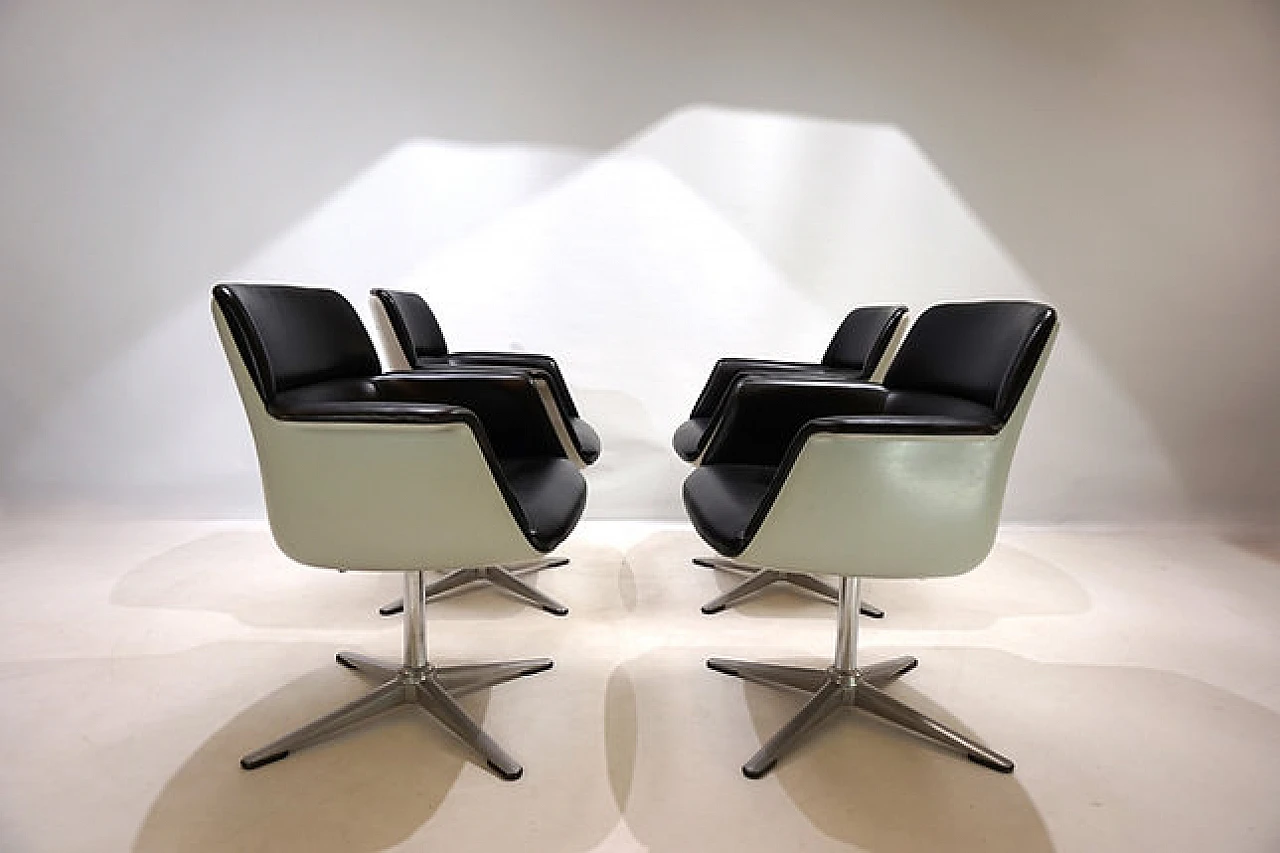 4 Chairs in leather & fiberglass by F. Kramer for Wilkhahn, 1970s 15