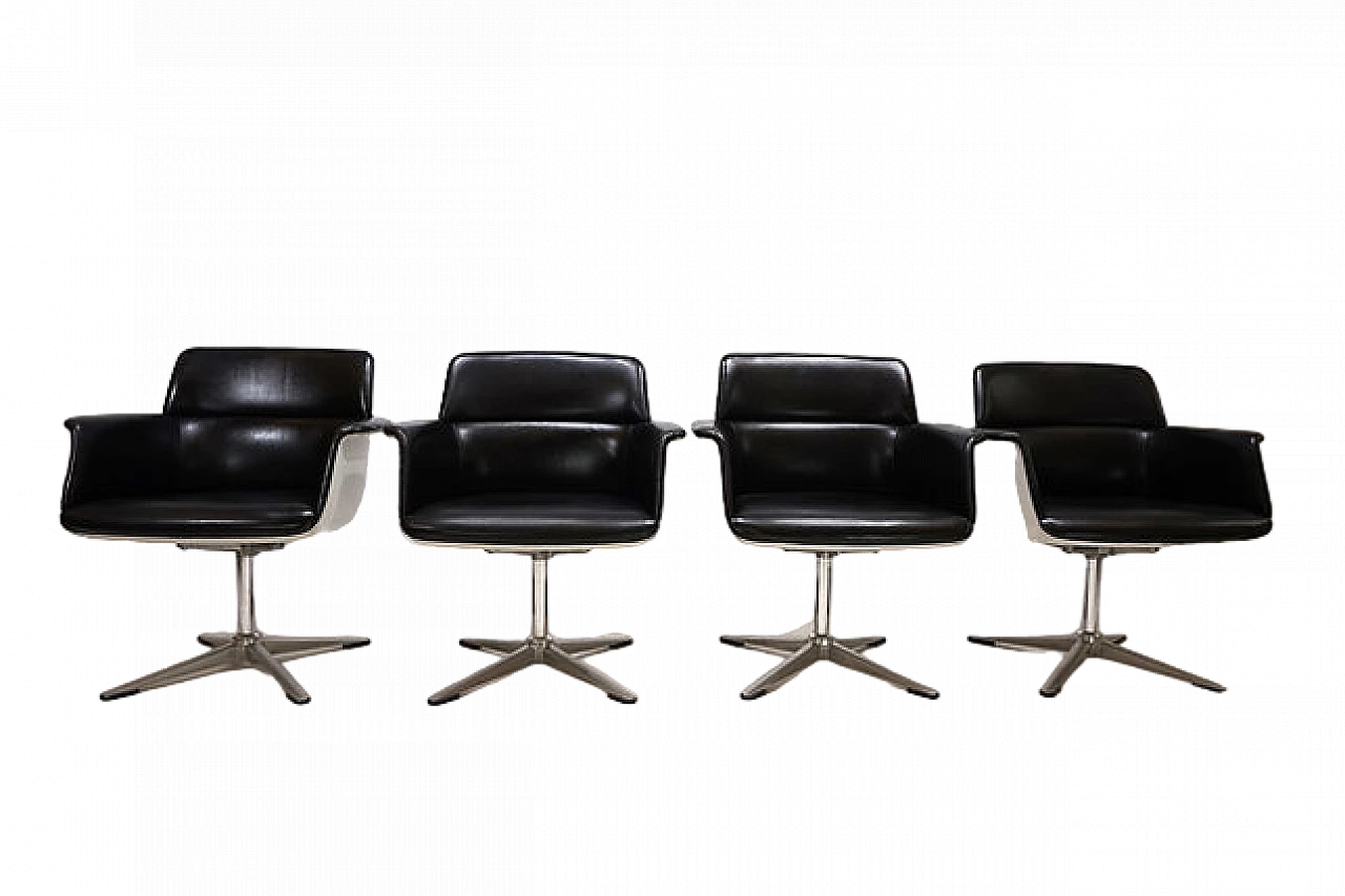 4 Chairs in leather & fiberglass by F. Kramer for Wilkhahn, 1970s 16