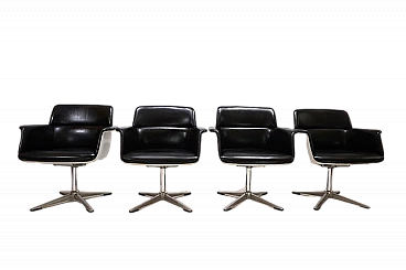 4 Chairs in leather & fiberglass by F. Kramer for Wilkhahn, 1970s