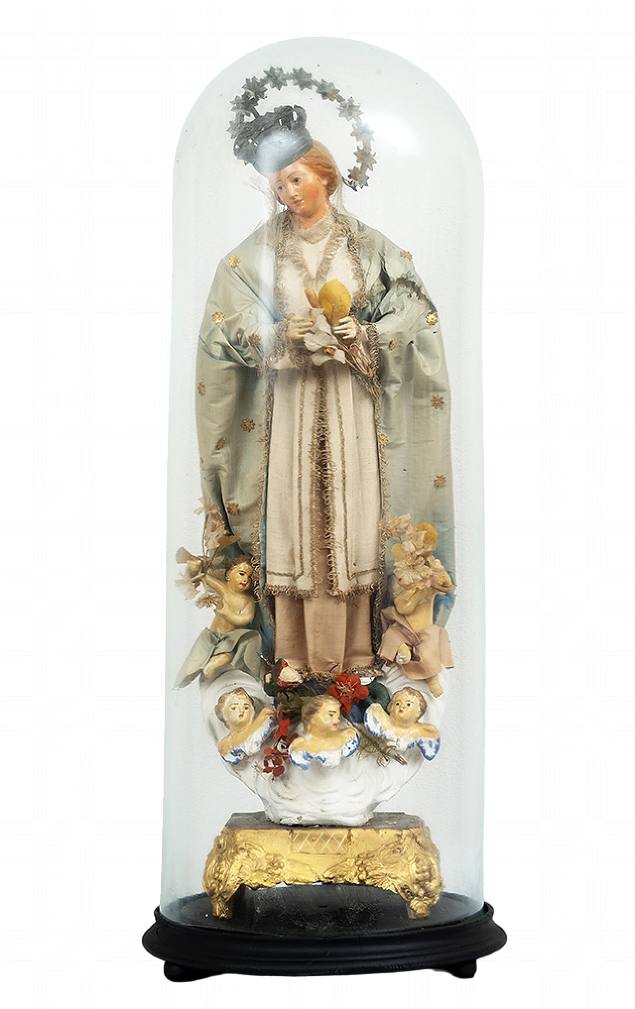 Madonna, terracotta, wood and fabric sculpture, early 20th century 7