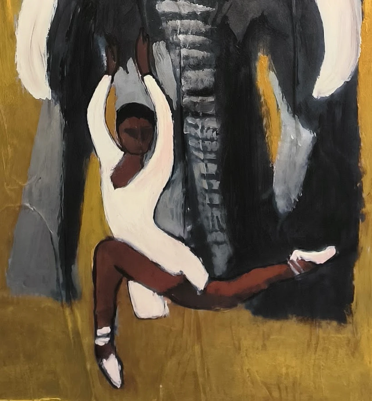 Bajo, Elephant and dancer, acrylic painting on canvas and paper, 2000 1