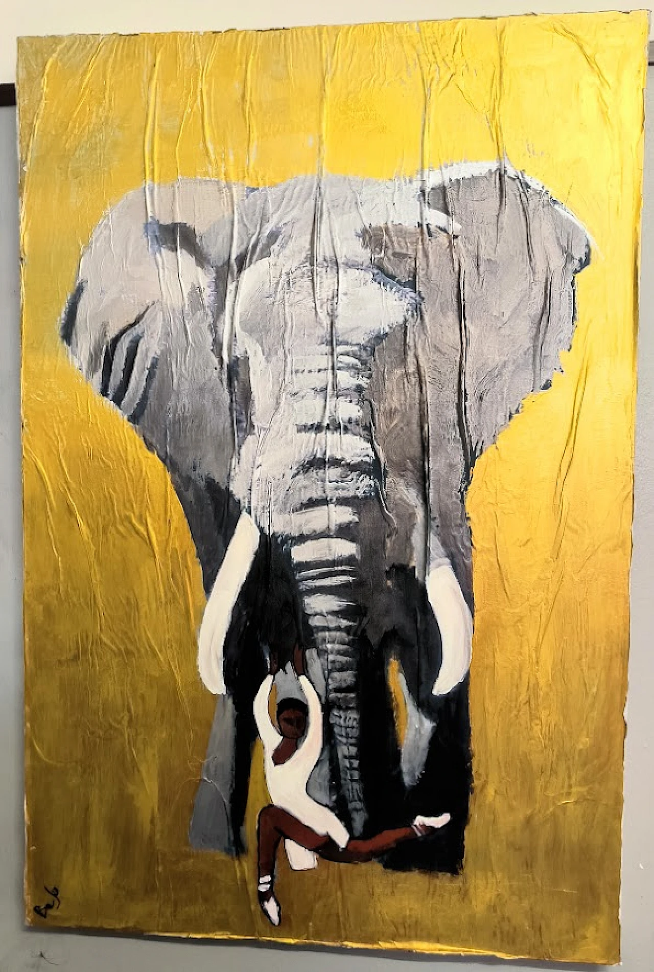 Bajo, Elephant and dancer, acrylic painting on canvas and paper, 2000 4