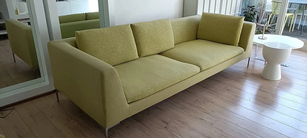 Green fabric Charles sofa by Antonio Citterio for B&B Italia 2