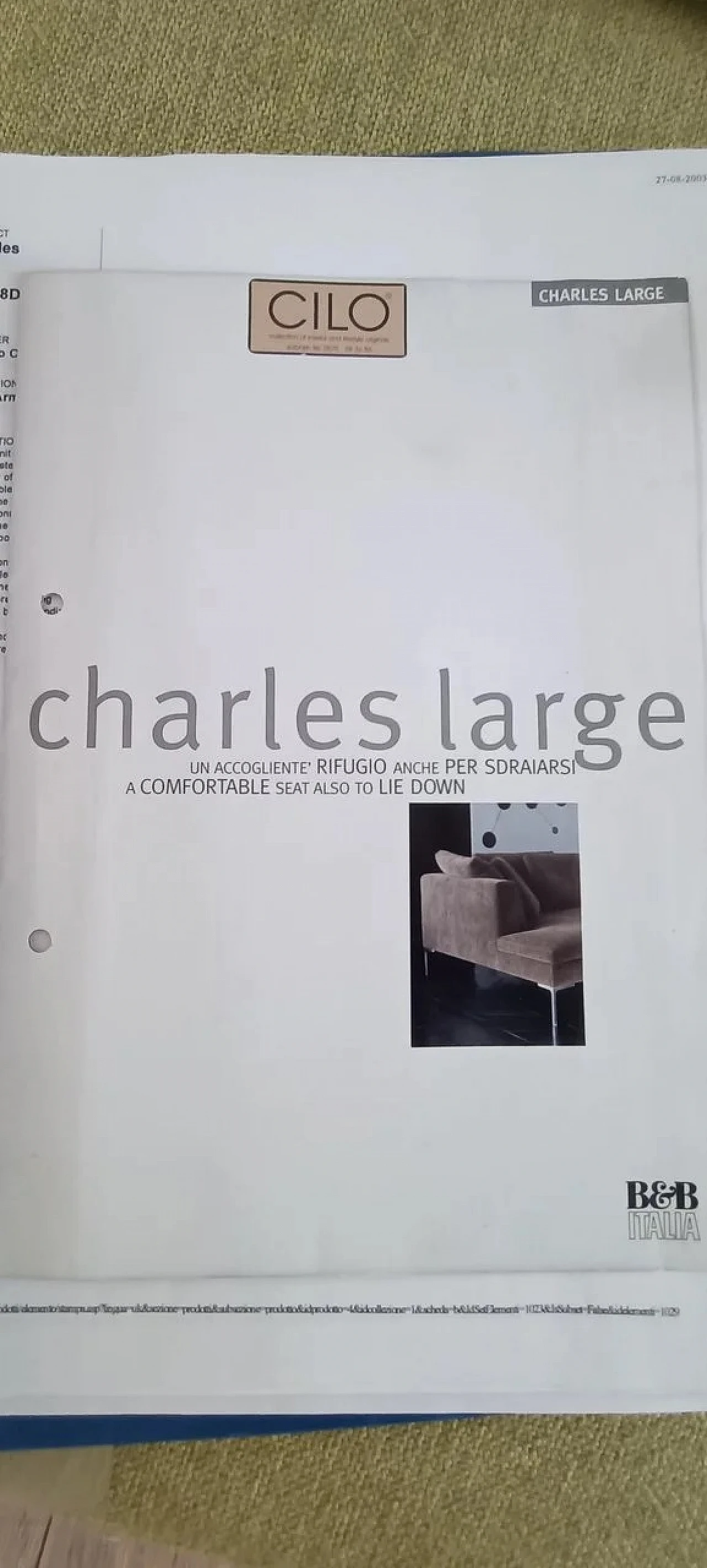 Green fabric Charles sofa by Antonio Citterio for B&B Italia 5