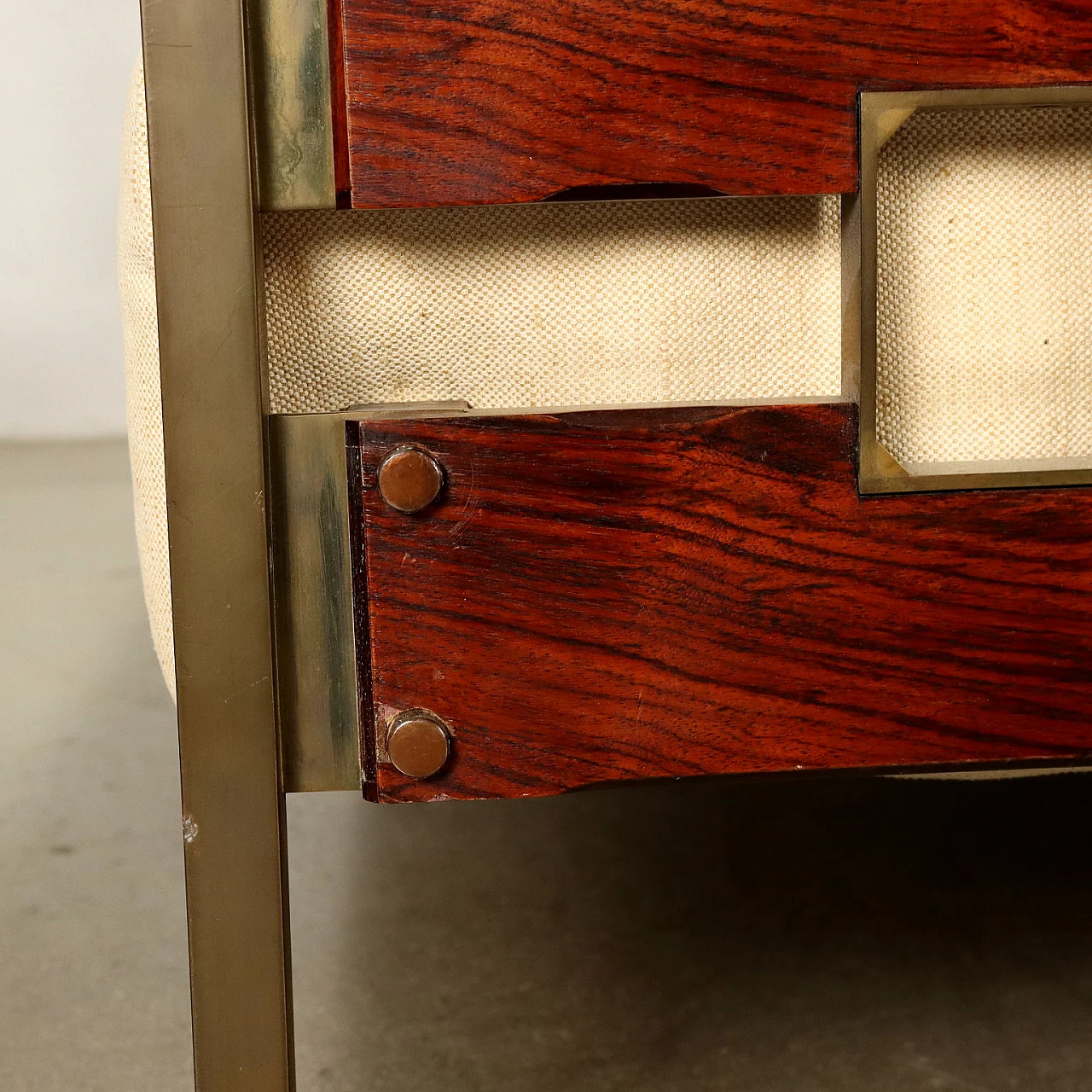 Exotic wood veneered wood and brass bed by Ico Parisi, 1960s 7