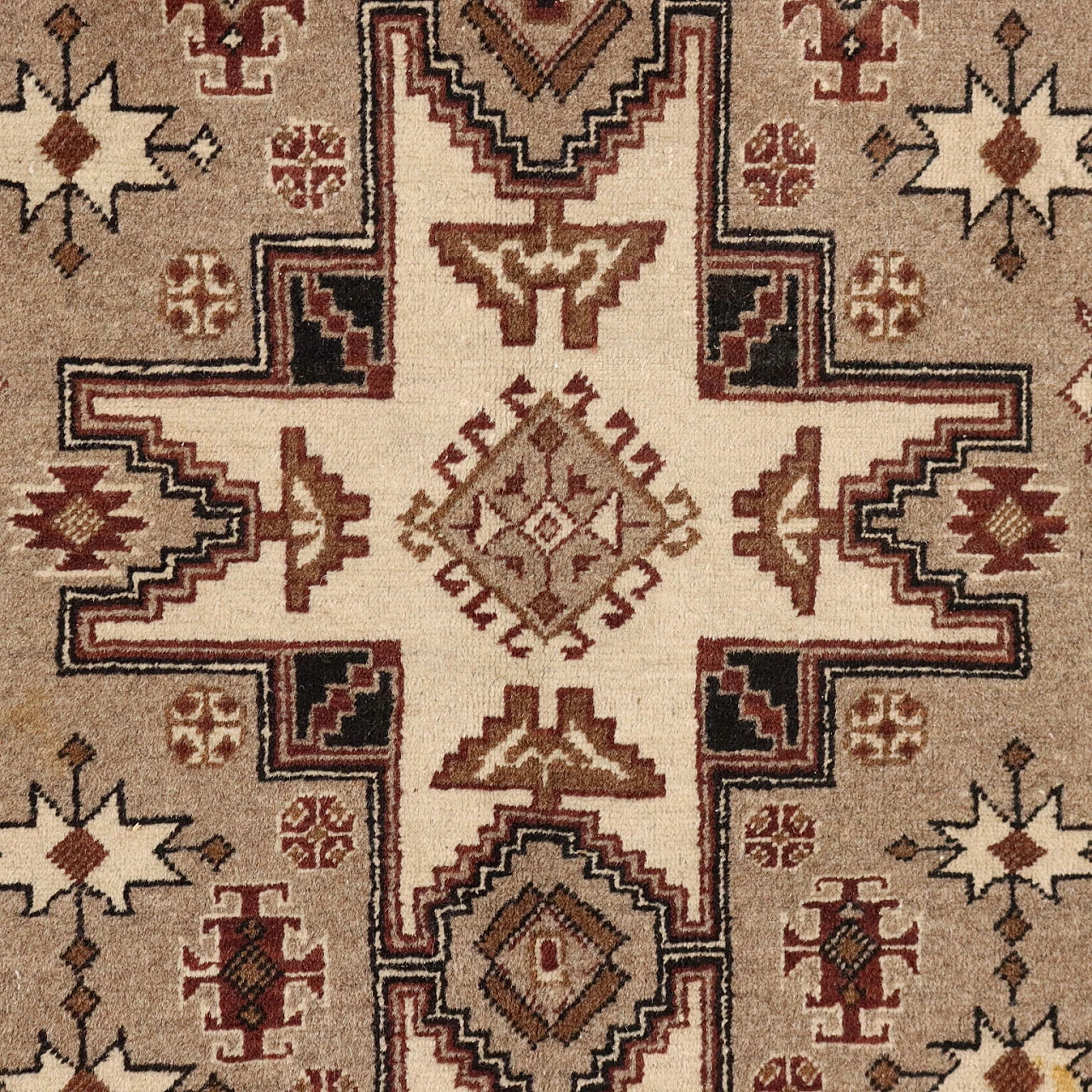 Brown & beige thin knot Kayseri rug in cotton and wool 3