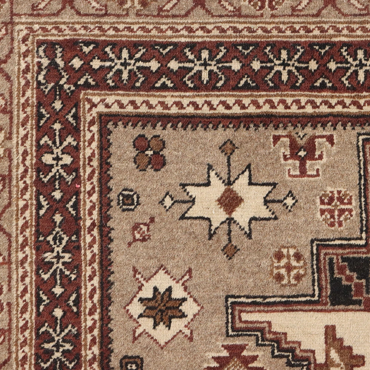 Brown & beige thin knot Kayseri rug in cotton and wool 4