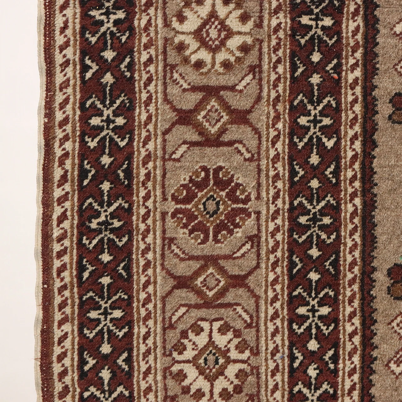Brown & beige thin knot Kayseri rug in cotton and wool 5