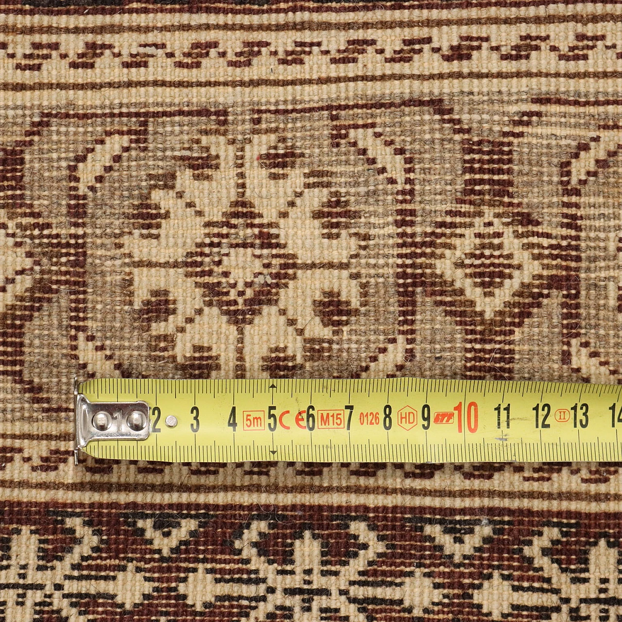 Brown & beige thin knot Kayseri rug in cotton and wool 10